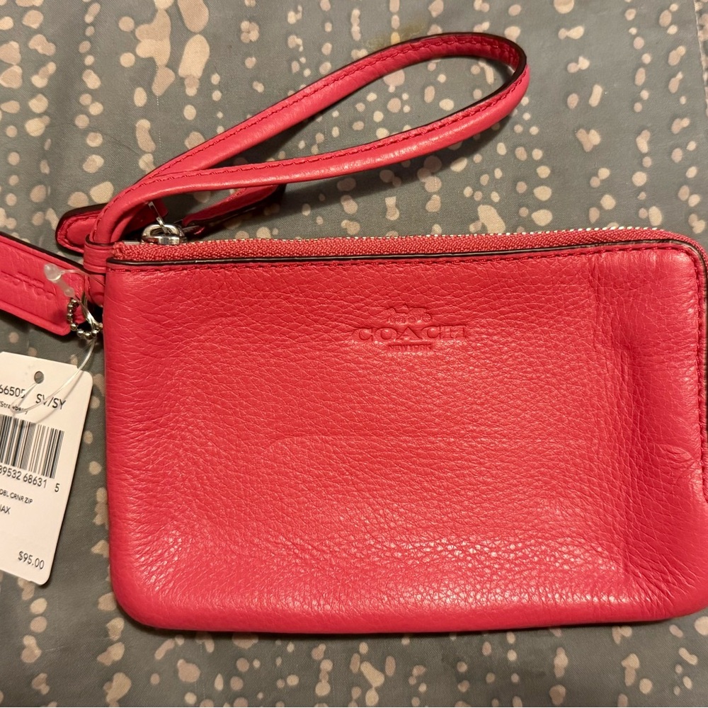 Coach Vibrant Pink Leather Wristlet